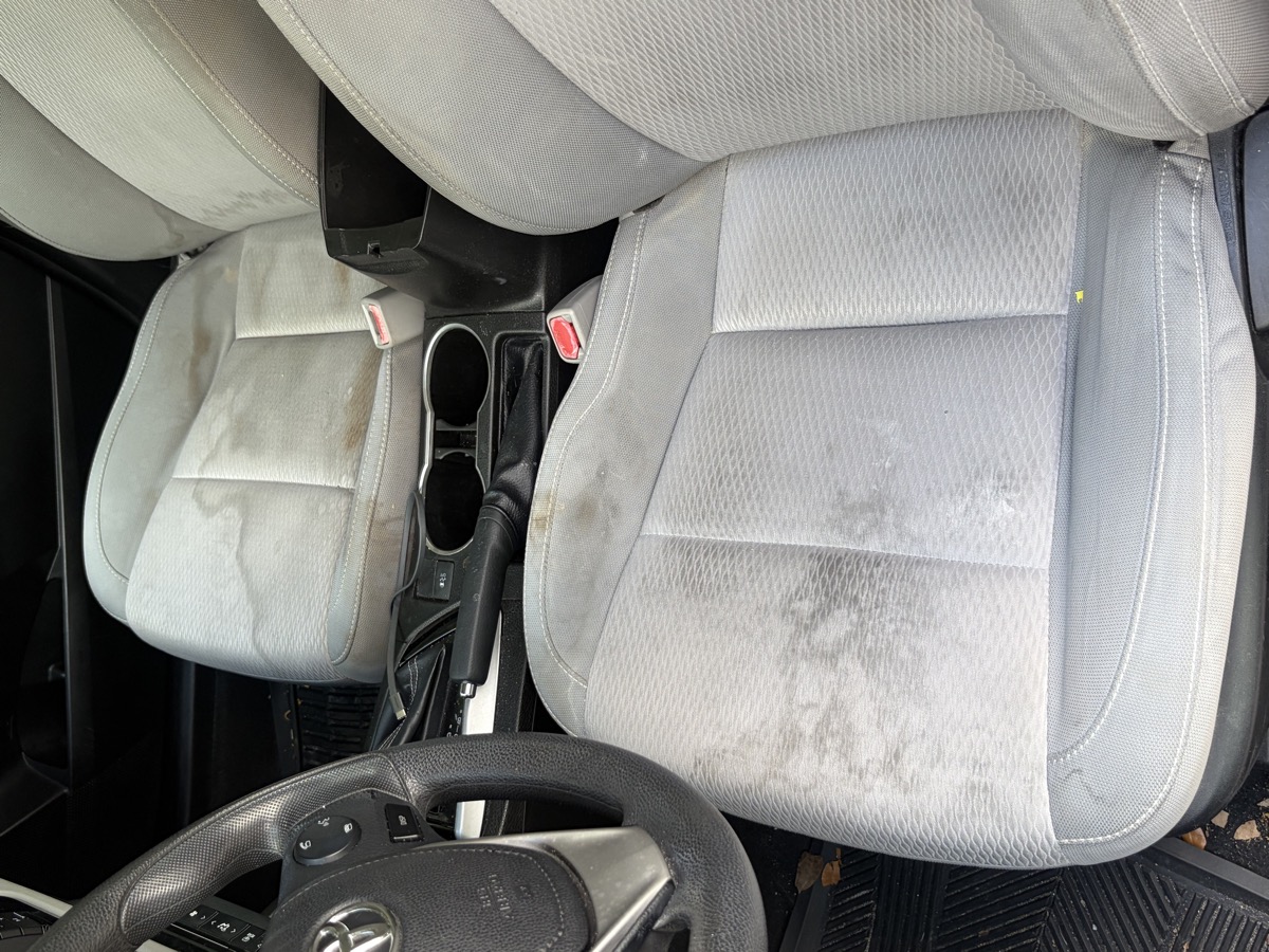 Before car seat shampoo cleaning Miami